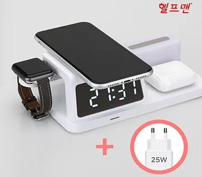 시계 판촉물 인쇄 방법 총정리 5 헬프맨 모던 4in1 무드등 시계고속무선충전기세트