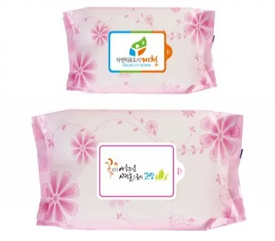 물티슈 판촉물 무료 견적 받는 법 4 코스모스핑크 60매 라벨형 물티슈