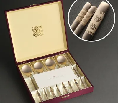 김포판촉물 최신 제작 기술 소개 3 겹경사 희 방짜유기 수저 4인용