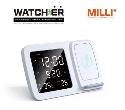 담양판촉물 가성비 최고 업체 추천 3 milli 15W고속무선충전거치대 스마트디지털알람시계