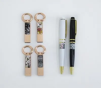 부안판촉물 사기 업체 구별법 2 나빌레라 LED 자개스틱USB금장띠볼펜세트-전통문양