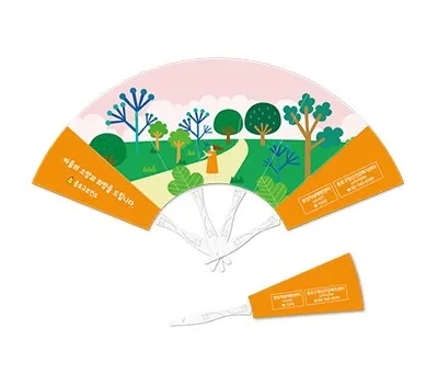 부채 판촉물 신학기 이벤트용 3 패션7쪽부채 꽃자루 대 250mm